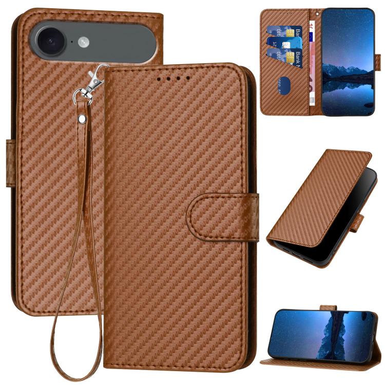 جراب هاتف YX0070 من ألياف الكربون مع مشبك جلدي وحزام، مناسب لأجهزة iPhone 17 Pro Max وiPhone 17 Pro وiPhone 17 وiPhone 17 Air وiPhone 16e وiPhone 16 Pro Max