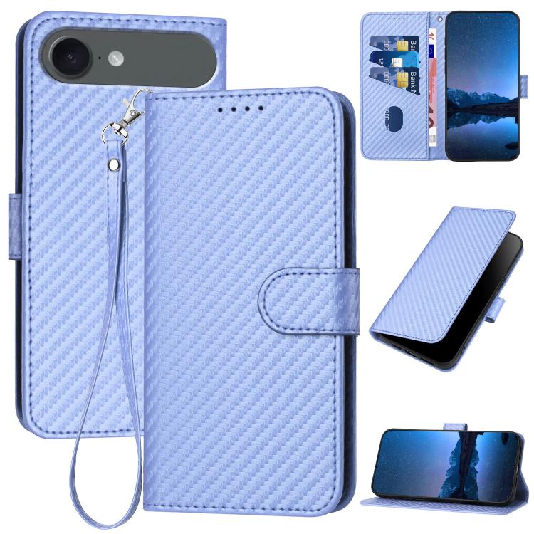 جراب هاتف YX0070 من ألياف الكربون مع مشبك جلدي وحزام، مناسب لأجهزة iPhone 17 Pro Max وiPhone 17 Pro وiPhone 17 وiPhone 17 Air وiPhone 16e وiPhone 16 Pro Max