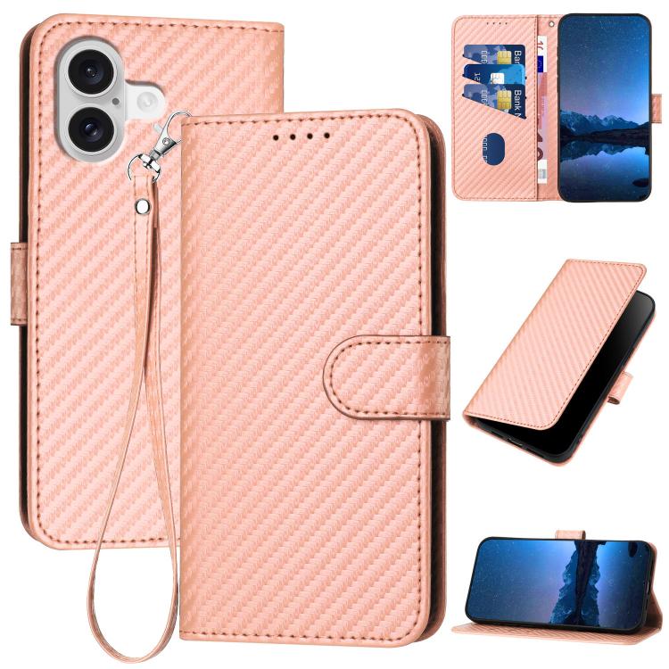 جراب هاتف YX0070 من ألياف الكربون مع مشبك جلدي وحزام، مناسب لأجهزة iPhone 17 Pro Max وiPhone 17 Pro وiPhone 17 وiPhone 17 Air وiPhone 16e وiPhone 16 Pro Max