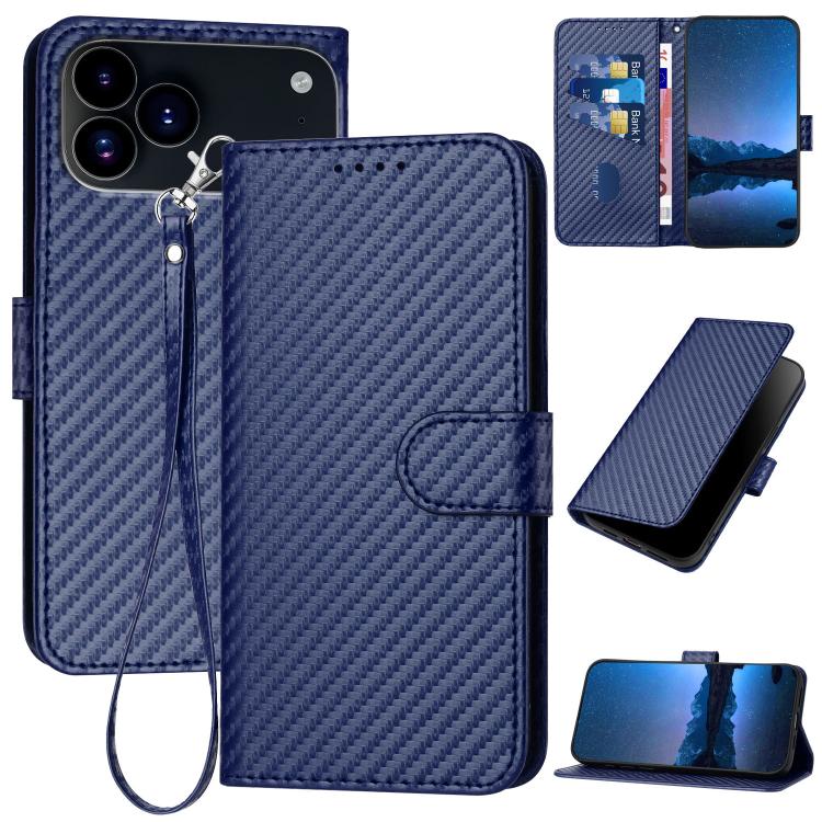 جراب هاتف YX0070 من ألياف الكربون مع مشبك جلدي وحزام، مناسب لأجهزة iPhone 17 Pro Max وiPhone 17 Pro وiPhone 17 وiPhone 17 Air وiPhone 16e وiPhone 16 Pro Max