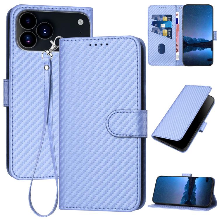جراب هاتف YX0070 من ألياف الكربون مع مشبك جلدي وحزام، مناسب لأجهزة iPhone 17 Pro Max وiPhone 17 Pro وiPhone 17 وiPhone 17 Air وiPhone 16e وiPhone 16 Pro Max