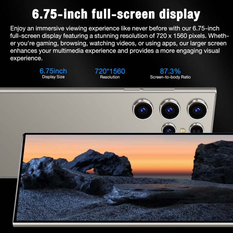 S24 Ultra / L26A، شاشة 6.75 بوصة، أندرويد 8.1 MTK6753 ثماني النواة، شبكة: 4G، ثنائي الشريحة، 3 جيجابايت + 64 جيجابايت