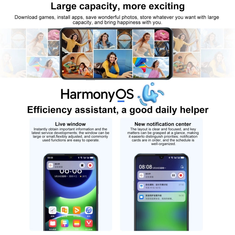 HUAWEI Enjoy 70S, Side Fingerprint Identification, 6.75 inch HarmonyOS 4.2 Octa Core 2.4GHz, Network: 4G, Not Support Google Play
