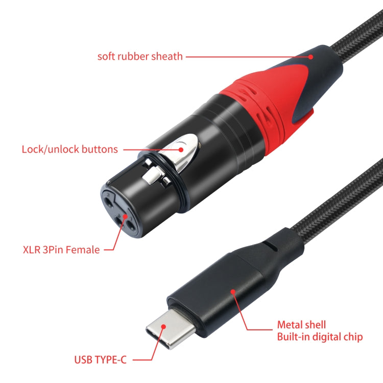 TY03RE Type-C Male to XLR Female Audio Cable for Dynamic Microphone