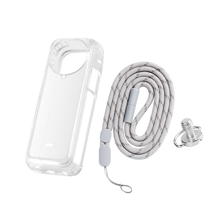 For Insta360 X4 Clear 1.5mm Soft TPU Protective Case, Single Cover, With Hand Strap, With Neck Strap