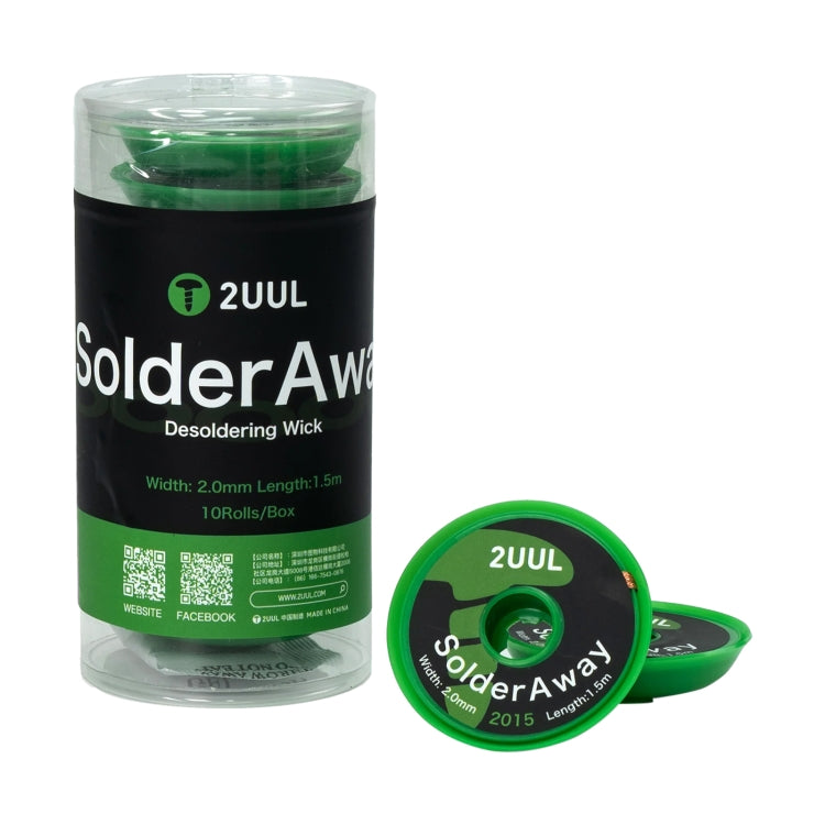 فتيل إزالة اللحام SolderAway DW11 2UUL 10 في 1، مقاس 2.0 مم، 2015، الطول: 1.5 متر