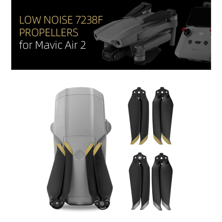 Sunnylife 7238F-1 مراوح سريعة الفك منخفضة الضوضاء لطائرة DJI Mavic Air 2، لون ذهبي، لون فضي، زوجان