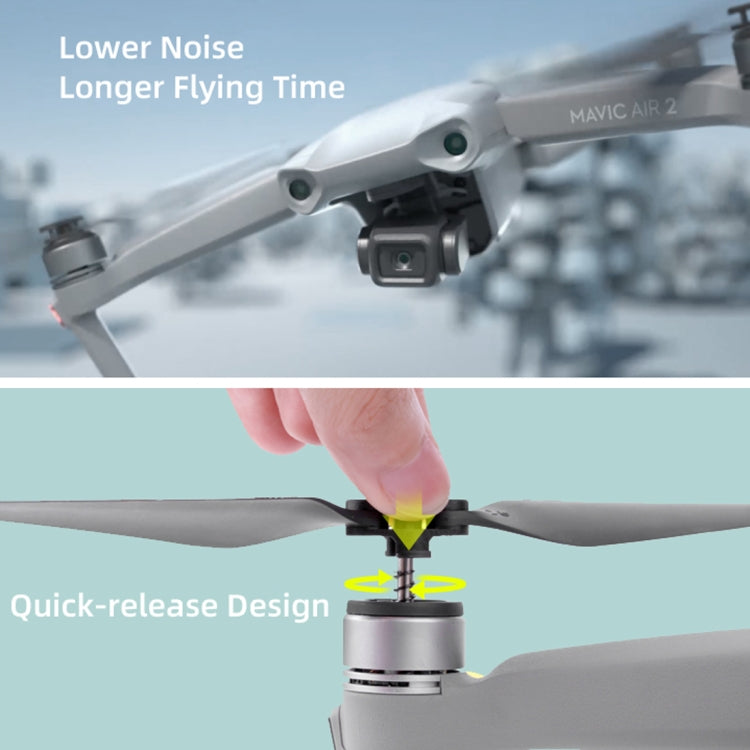 Sunnylife 7238F-1 مراوح سريعة الفك منخفضة الضوضاء لطائرة DJI Mavic Air 2، لون ذهبي، لون فضي، زوجان