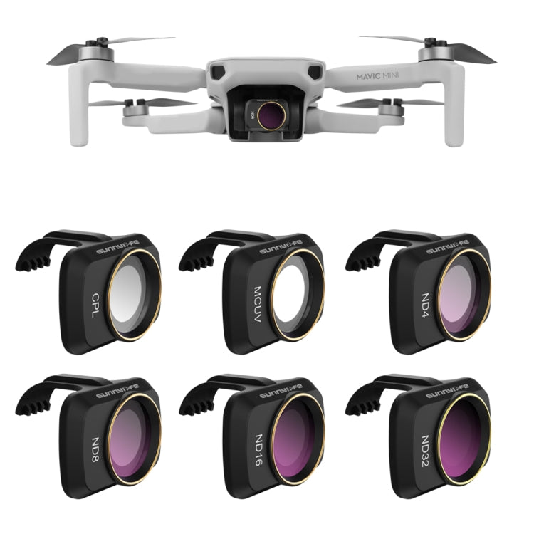 فلتر عدسة Sunnylife MM-FI9258 لطائرة DJI Mavic mini 6 في 1 بدون طيار MCUV+CPL+ND4+ND8+ND16+ND32، MCUV+CPL+ND4+ND8+ND16+ND32