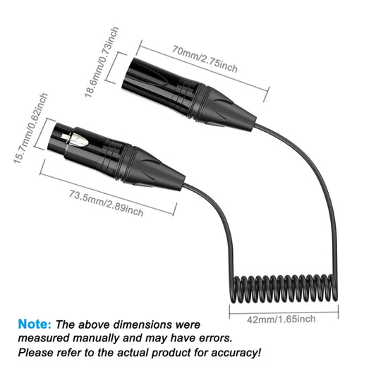 Audio Microphone Balanced Shielded Coiled Pure Copper Cable, Length: 0.5m
