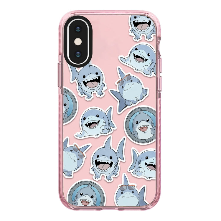 جراب هاتف بتغطية كاملة بنمط توضيحي بسيط، لهاتف iPhone X / XS