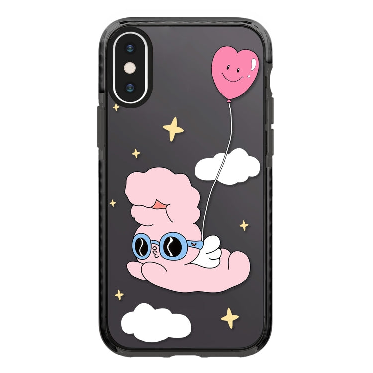 جراب هاتف بتغطية كاملة بنمط توضيحي بسيط، لهاتف iPhone X / XS