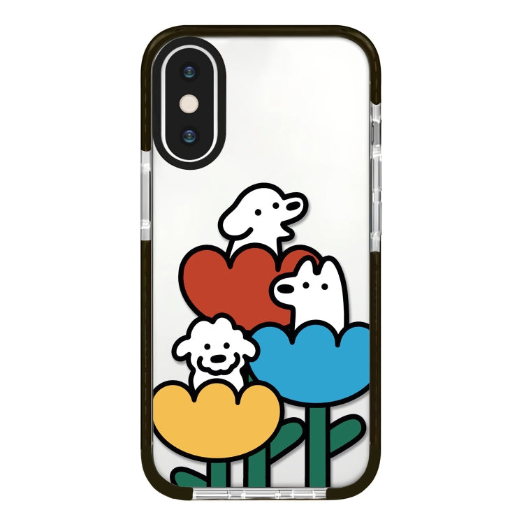 جراب هاتف بتغطية كاملة بنمط توضيحي بسيط، لهاتف iPhone X / XS