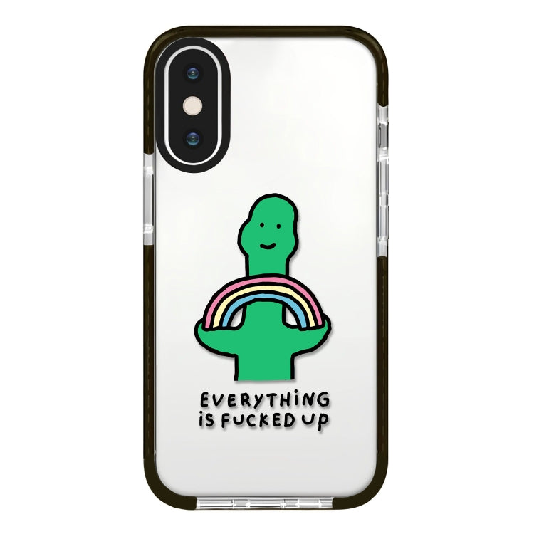 جراب هاتف بتغطية كاملة بنمط توضيحي بسيط، لهاتف iPhone X / XS