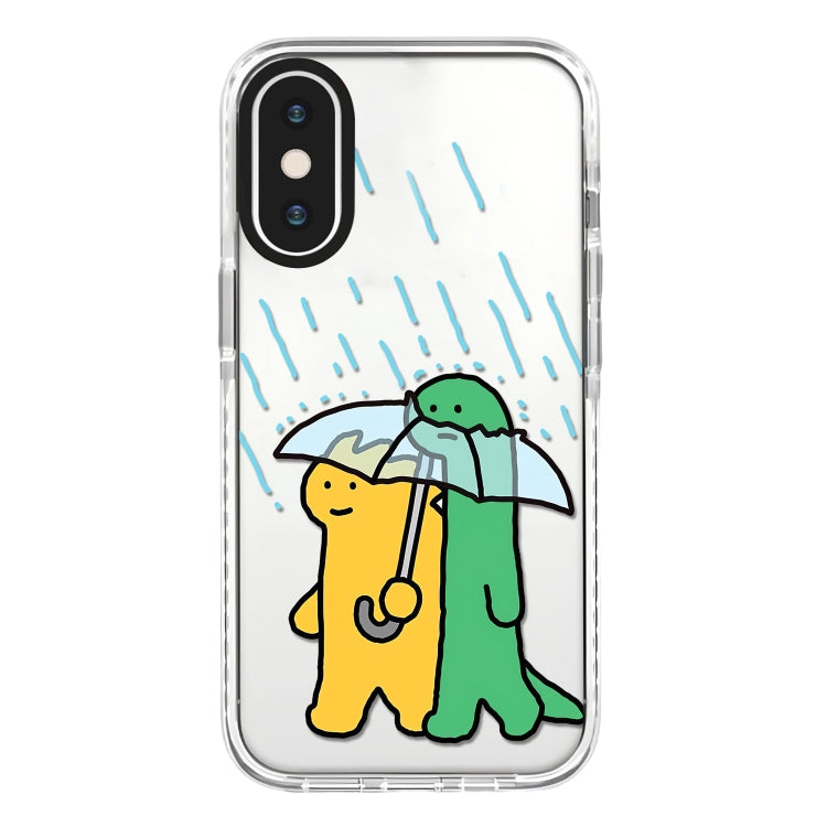 جراب هاتف بتغطية كاملة بنمط توضيحي بسيط، لهاتف iPhone X / XS