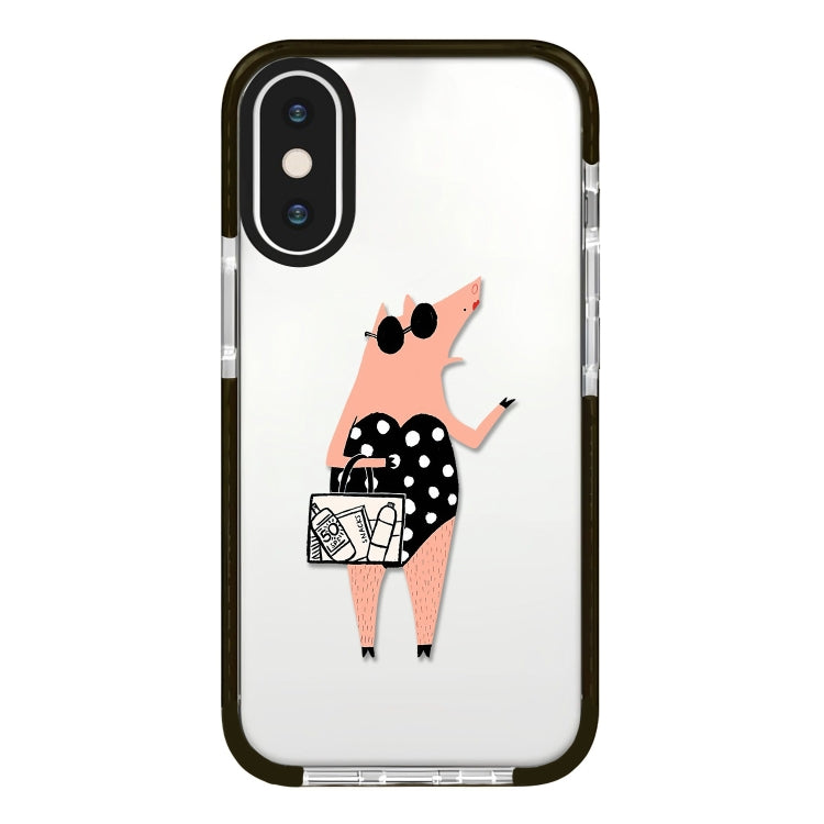 جراب هاتف بتغطية كاملة بنمط توضيحي بسيط، لهاتف iPhone X / XS