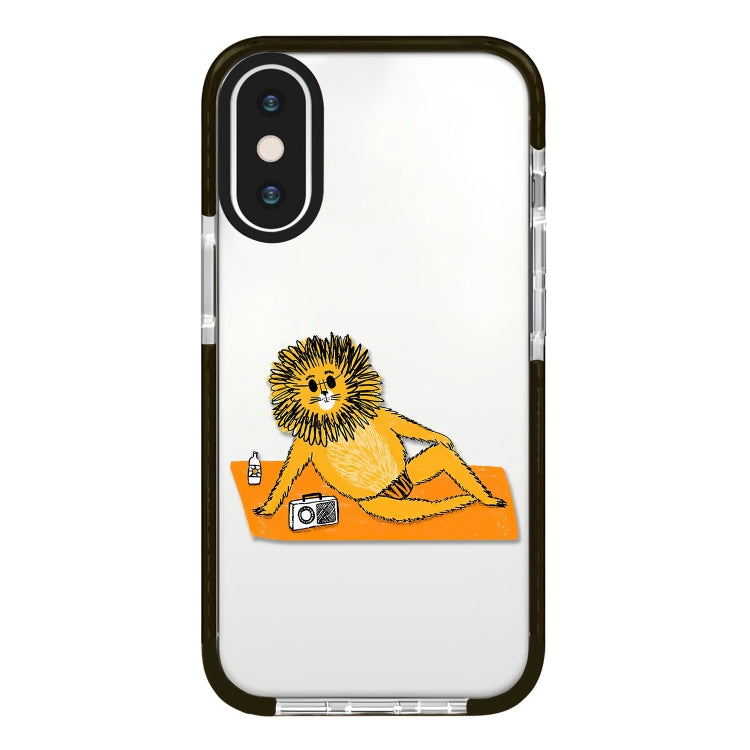 جراب هاتف بتغطية كاملة بنمط توضيحي بسيط، لهاتف iPhone X / XS