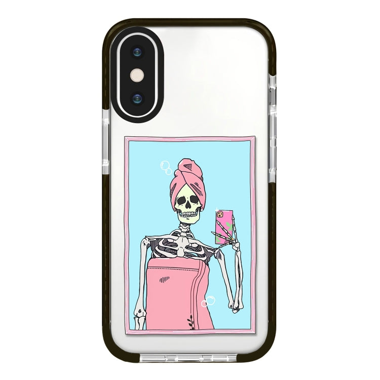 جراب هاتف بتغطية كاملة بنمط توضيحي بسيط، لهاتف iPhone X / XS