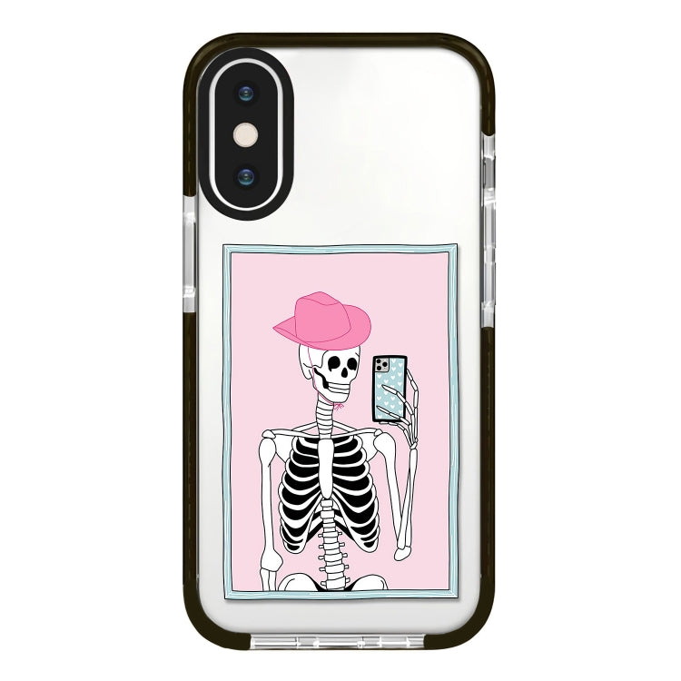 جراب هاتف بتغطية كاملة بنمط توضيحي بسيط، لهاتف iPhone X / XS