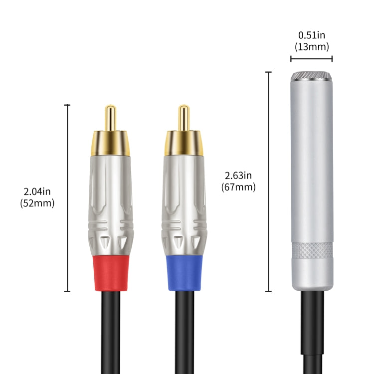 6.35mm 1/4 TRS Stereo Female to Dual RCA Male Y-type Audio Cable