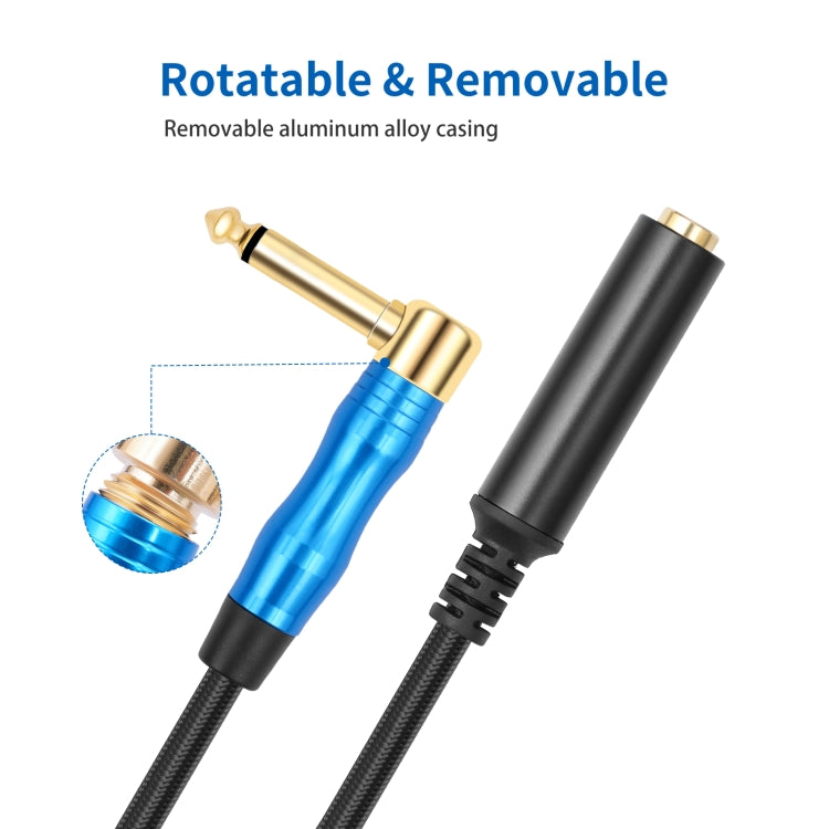 6.35mm 1/4 TRS Male Mono Elbow to Female Electric Guitar Audio Cable