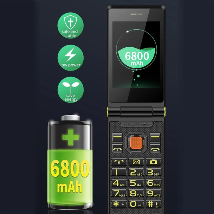 هاتف M7+ 4G ثنائي الشاشة قابل للطي Elder Rugged، شاشة داخلية 2.8 بوصة، شاشة خارجية 2.4 بوصة، بطارية 6800 مللي أمبير/ساعة، 24 مفتاحًا، مصباح يدوي، شبكة: 4G، شريحتي اتصال، SOS، قابس الاتحاد الأوروبي، قابس الولايات المتحدة، قابس المملكة المتحدة