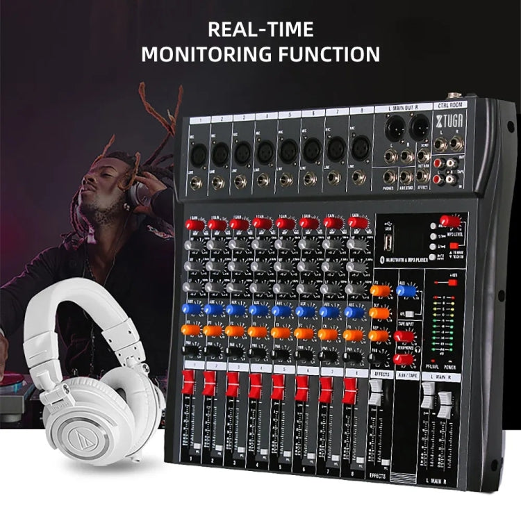 XTUGA CT80X 8-Channels Audio Mixer DJ Mixing Console with 48V Power Supply