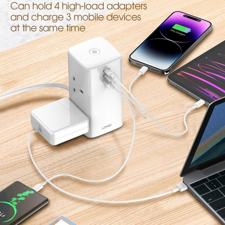 LDNIO SC4396 70W Desktop Multi-function GaN Desktop Charger 2AC, 1U, 2C with 1 Socket