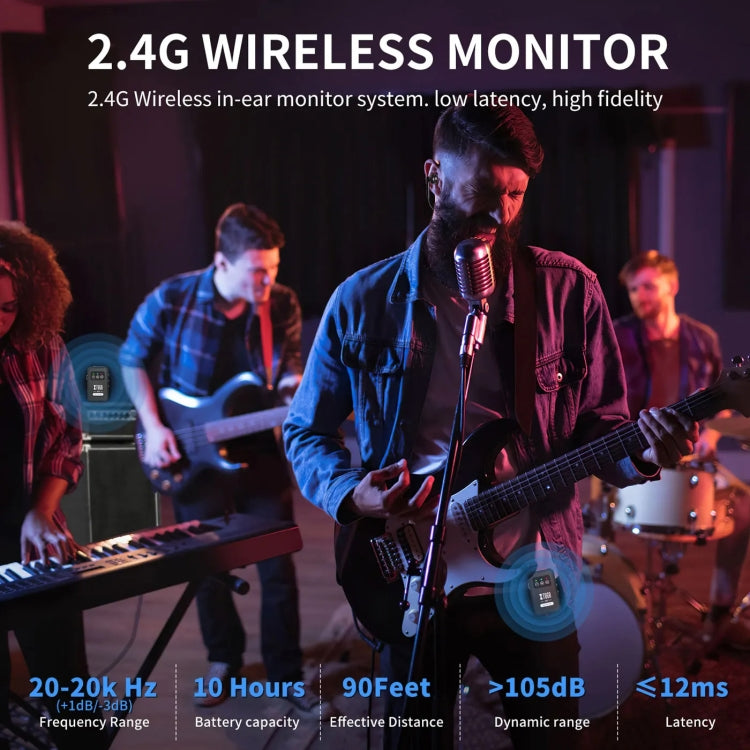 XTUGA J02 2.4G Stereo Wireless In-Ear Mini Monitor System with Transmitter & Receiver