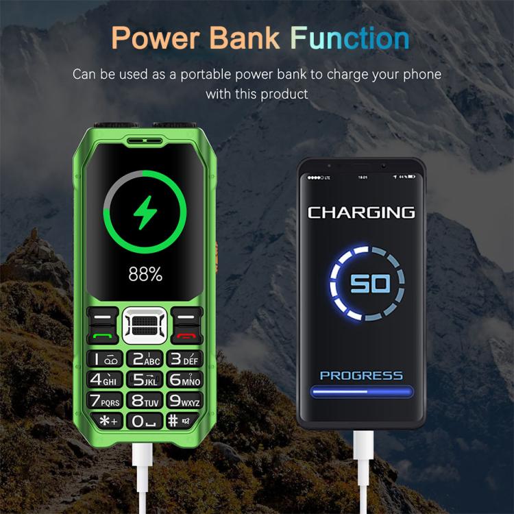 هاتف UNIWA M6000 كبير الحجم مزود بمكبر صوت ولوحة مفاتيح، مقاس 2.4 بوصة، مصباحان يدويان مزدوجان، 21 مفتاحًا، نظام SOS، راديو FM، 4 شرائح SIM، GSM، قابس الاتحاد الأوروبي، قابس الولايات المتحدة، قابس المملكة المتحدة، قابس أستراليا