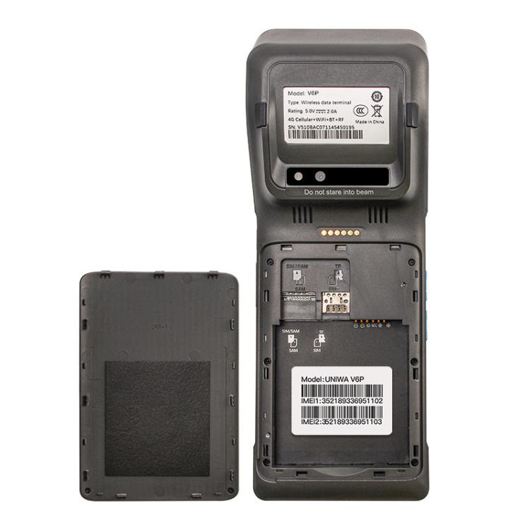 طابعة ملصقات حرارية UNIWA V6P محمولة باليد، 2 جيجابايت + 16 جيجابايت، 5.45 بوصة، أندرويد 12، معالج Mediatek MT6761 رباعي النواة، NFC، شبكة 4G، قابس الاتحاد الأوروبي، قابس الولايات المتحدة، قابس المملكة المتحدة، قابس أستراليا