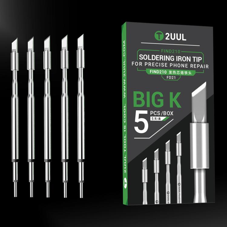 2uul 5 in 1 FD21 Big-K Soldering Iron Tips for Most C210 Soldering Station, FD21