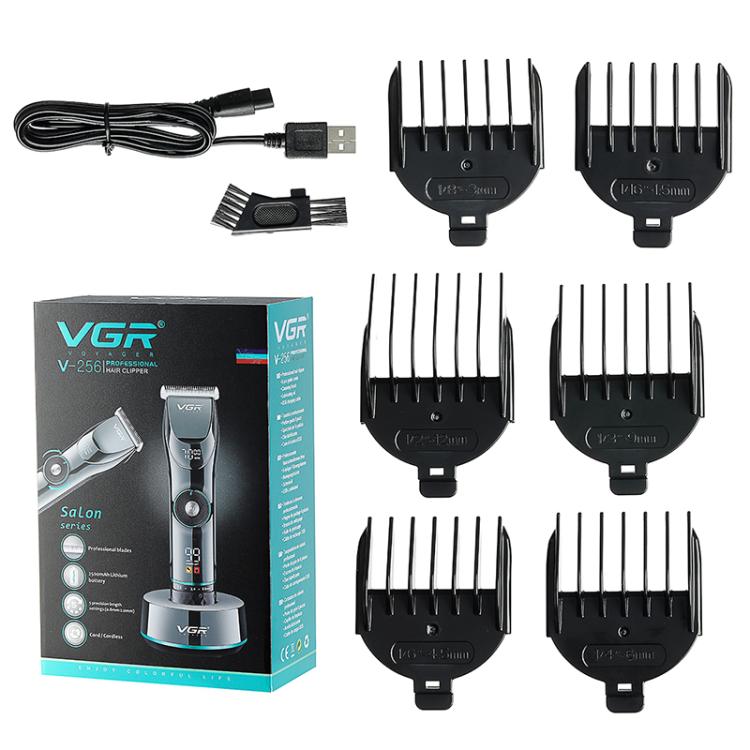 ماكينة قص الشعر VGR V-256 بخمس سرعات وشاشة رقمية وحامل USB، V-256