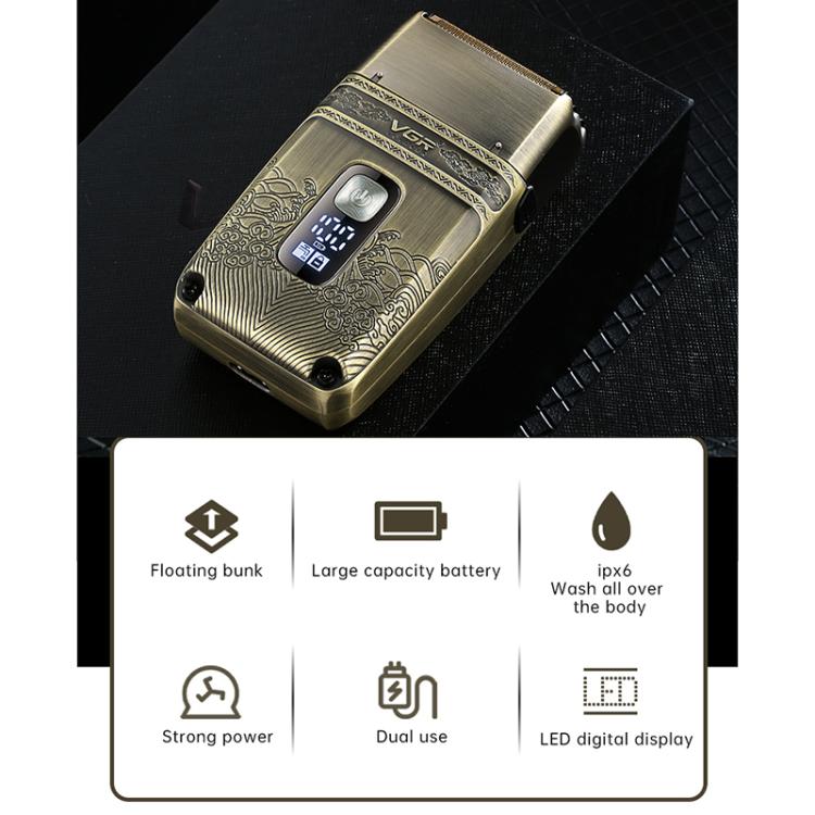 ماكينة حلاقة كهربائية VGR V-335 ذات شاشة رقمية عتيقة IPX6، V-335