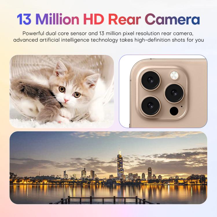 هاتف A88A / i16 Pro Max، 6 جيجابايت + 64 جيجابايت، شاشة 6.6 بوصة، أندرويد 12، معالج MTK6762 Helio G25 ثماني النواة، NFC، OTG، شبكة 4G، شريحتي اتصال، قابس الاتحاد الأوروبي، قابس الولايات المتحدة، قابس المملكة المتحدة، قابس أستراليا
