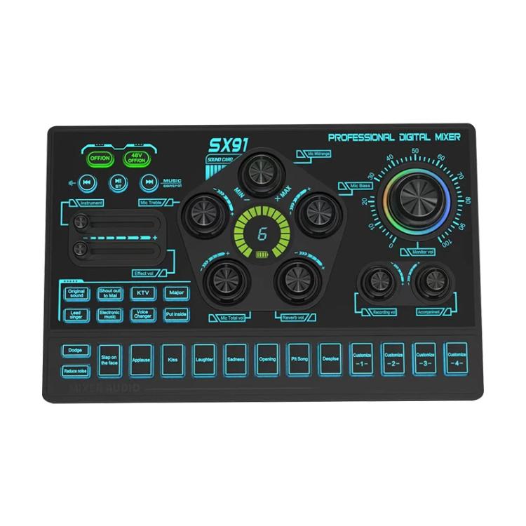 SX91 Multi-function Professional Mixer Mobile Phone Computer Live Streaming Sound Card