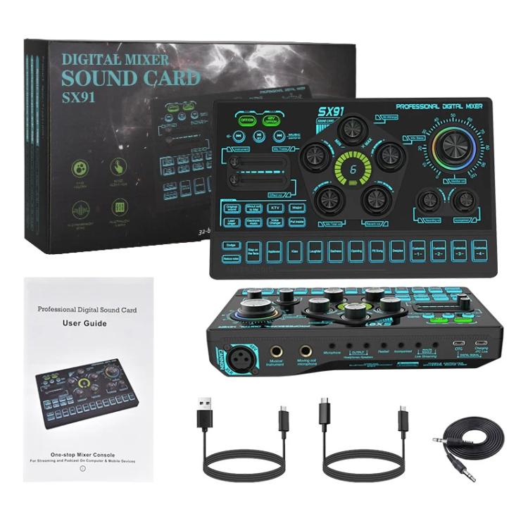SX91 Multi-function Professional Mixer Mobile Phone Computer Live Streaming Sound Card