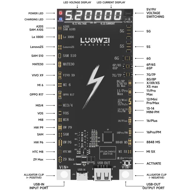 LUOWEI LW-B03 Battery Fast Charging Activation Board for iPhone/Android, LW-B03