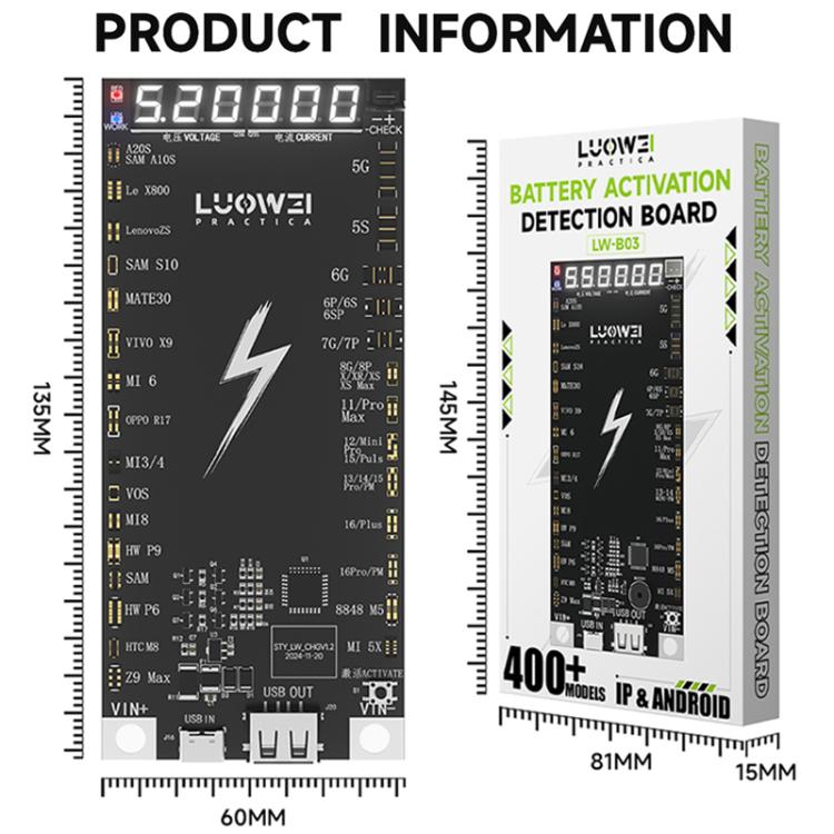 LUOWEI LW-B03 Battery Fast Charging Activation Board for iPhone/Android, LW-B03