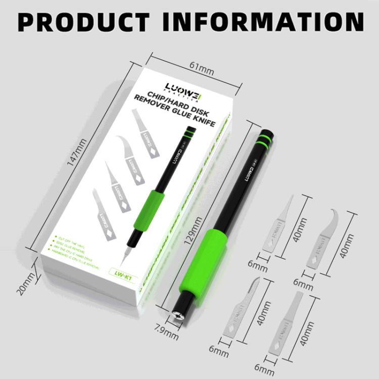 LUOWEI LW-K1 4 in 1 Motherboard CPU IC Glue Quicky Remove Maintenance Knife Set, LW-K1