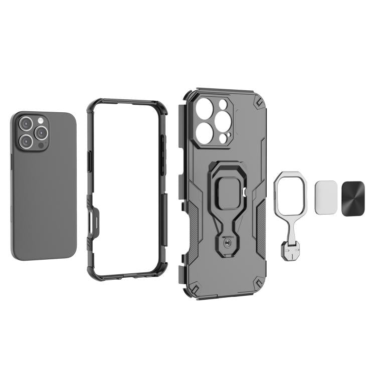 Metal Kickstand TPU Hybrid PC Phone Case, For iPhone 16 Pro Max, For iPhone 16 Pro, For iPhone 16 Plus, For iPhone 16