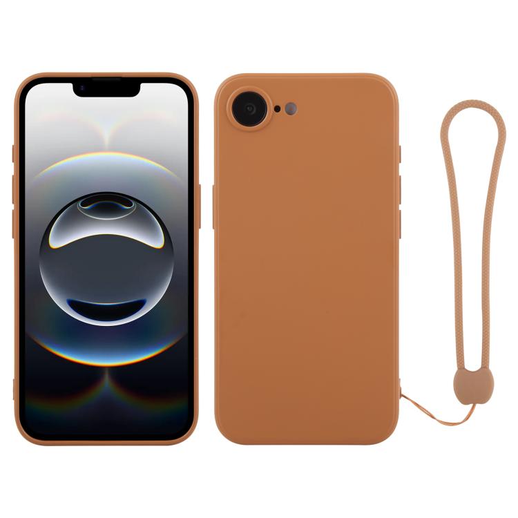 جراب سيليكون للهاتف مع حزام معصم، لهاتف iPhone 16e