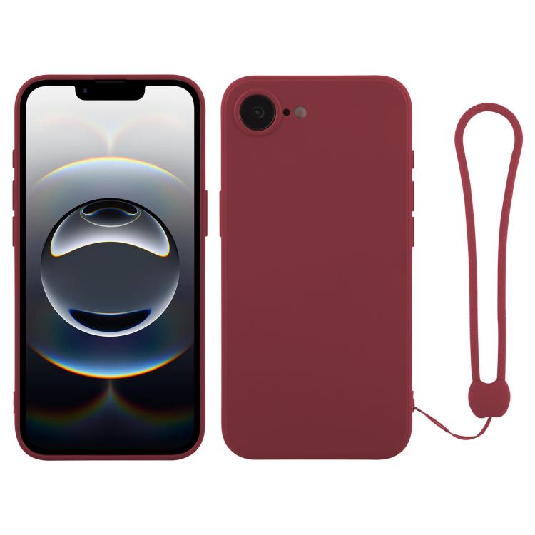 جراب سيليكون للهاتف مع حزام معصم، لهاتف iPhone 16e