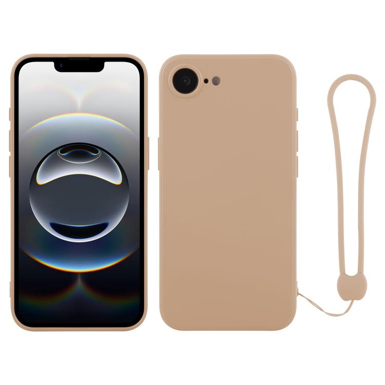 جراب سيليكون للهاتف مع حزام معصم، لهاتف iPhone 16e