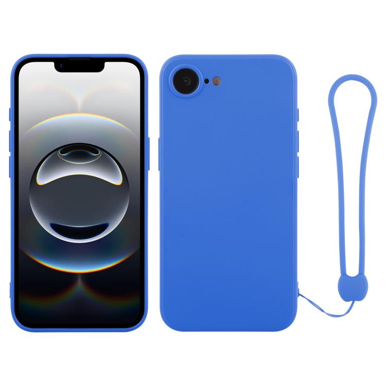 جراب سيليكون للهاتف مع حزام معصم، لهاتف iPhone 16e