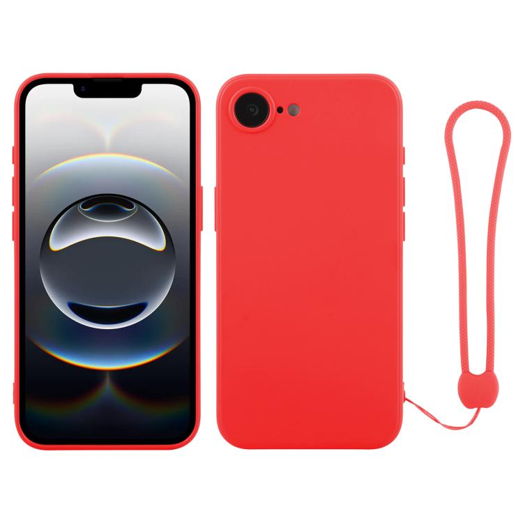 جراب سيليكون للهاتف مع حزام معصم، لهاتف iPhone 16e