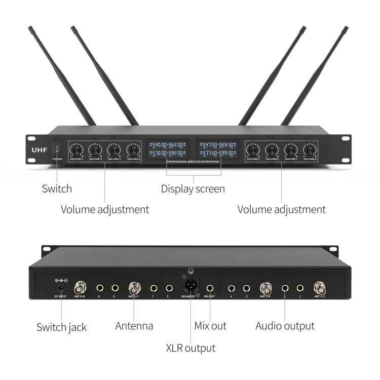 YT8 Wireless 8 Channel UHF Handheld Microphone for Stage Show