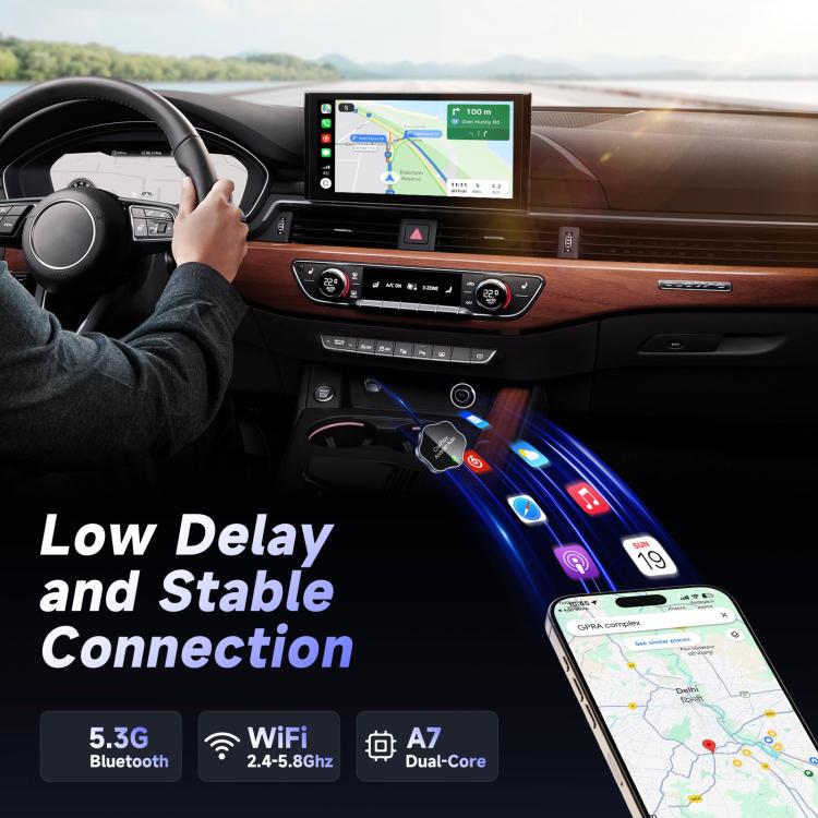 USB Wired to Wireless Car CarPlay Box Adapter, with Type-C Adapter, Flower Shape