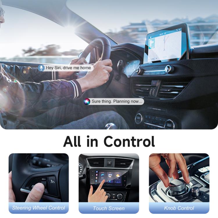 2 in 1 USB Wired to Wireless Car CarPlay / Android Box Adapter, with USB and Type-C Cable, 4149