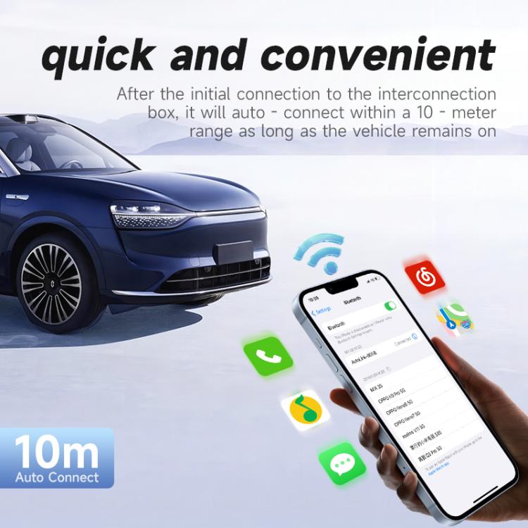 2 in 1 USB Wired to Wireless Car CarPlay / Android Box Adapter, with USB and Type-C Cable, 4149